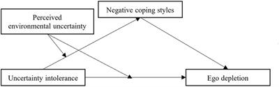 The association between uncertainty intolerance, perceived environmental uncertainty, and ego depletion in early adulthood: the mediating role of negative coping styles